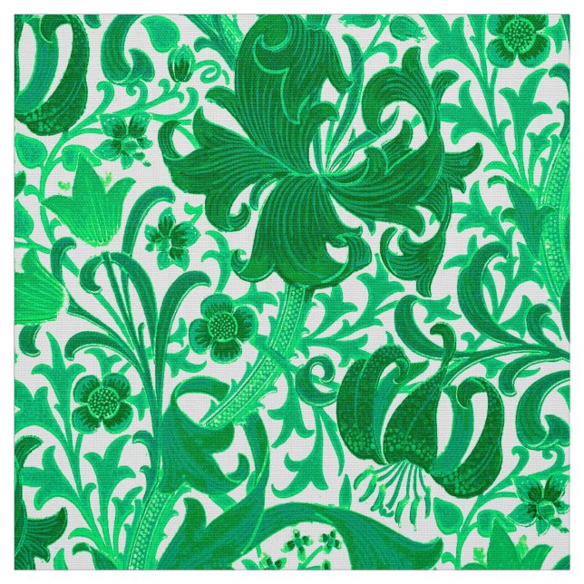 Tecido Íris de William Morris e lírio, verde de jade (Modelo)