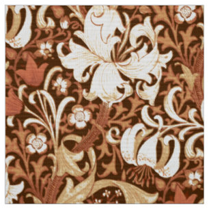 Tecido Íris e lírio de William Morris, Brown e Tan