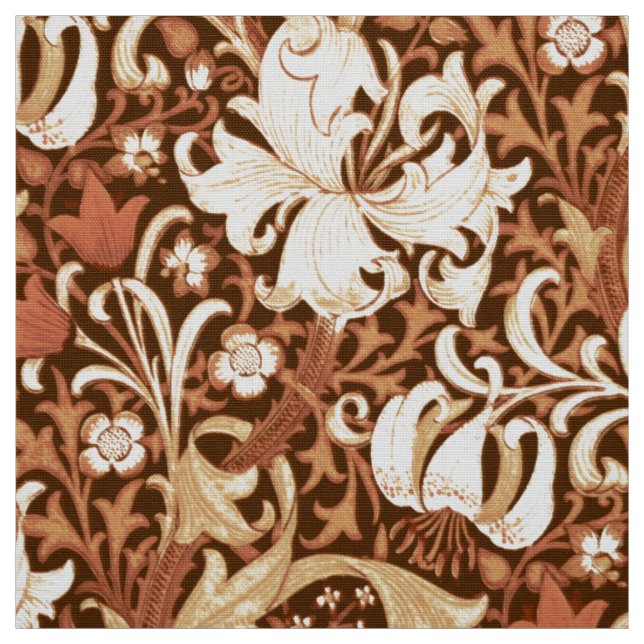 Tecido Íris e lírio de William Morris, Brown e Tan (Modelo)