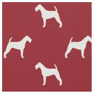 Tecido Irlandês Terrier Silhouettes Padrão Vermelho e Bra