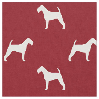 Tecido Irlandês Terrier Silhouettes Padrão Vermelho e Bra