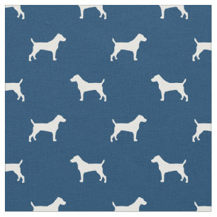 Tecido jack Russell terrier cão marinho silhueta azul