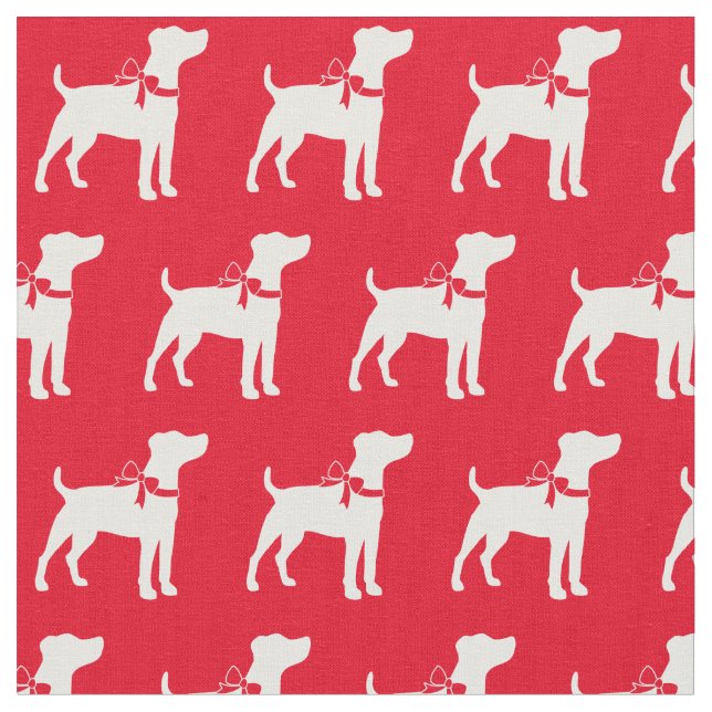 Tecido Jack Russell Terrier Dog Silhouette Pet Red (Detalhe)