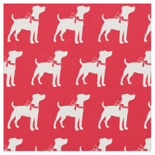 Tecido Jack Russell Terrier Dog Silhute Pet Red