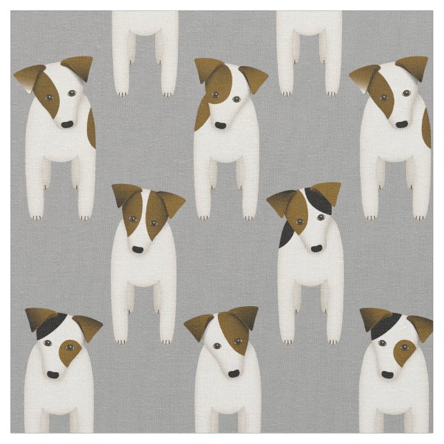 Tecido Jack Russell Terriers bons cachorros esperando (Detalhe)