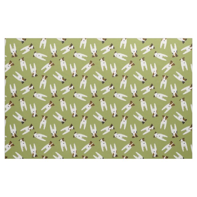 Tecido Jack Russell Terriers - padrão de oliveira ou qual (Fat Quarter)