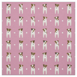 Tecido Jack Russell Terriers pinta ponto poeirento rosa q