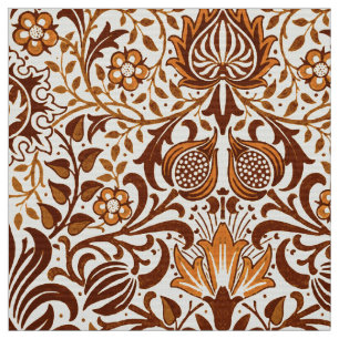 Tecido Jacobean Floral Damask, Beige e Chocolate Brown