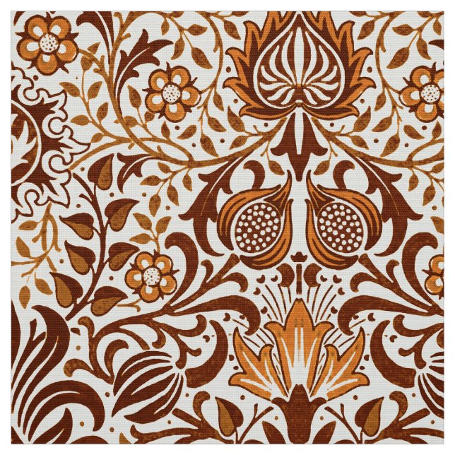 Tecido Jacobean Floral Damask, Beige e Chocolate Brown (Modelo)