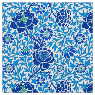 Tecido Jacobean Floral, Marinho e azul-ceruliano