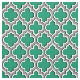 Tecido Jade Green Dark Cinza do Marrocos Quatrefoil #5DS