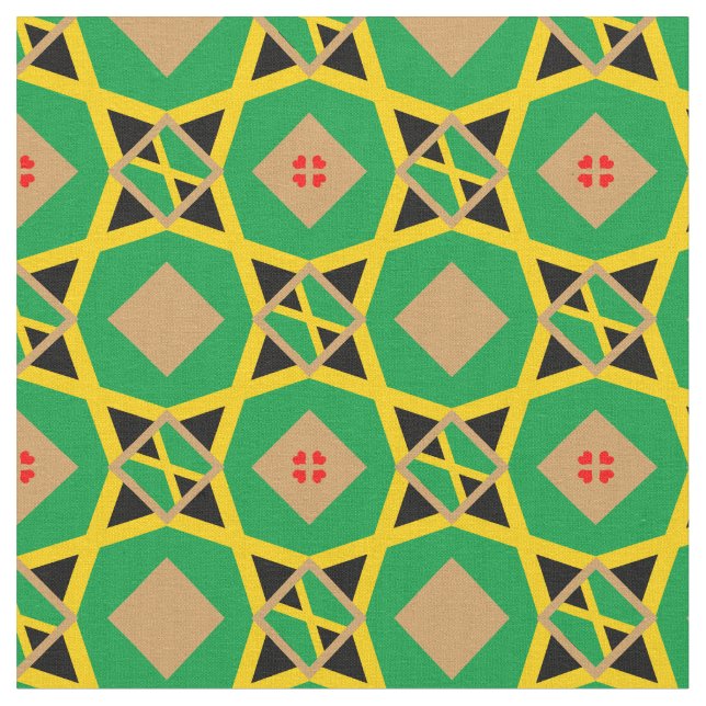 Tecido jamaicano Flag e Jamaica (Detalhe)