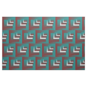 Tecido Janelas em branco teal burgundy