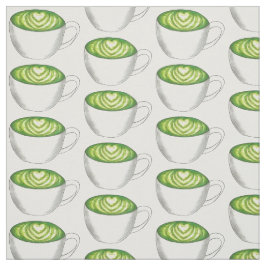 Tecido Japonês Matcha Green Tea Latte Teacup Foodie