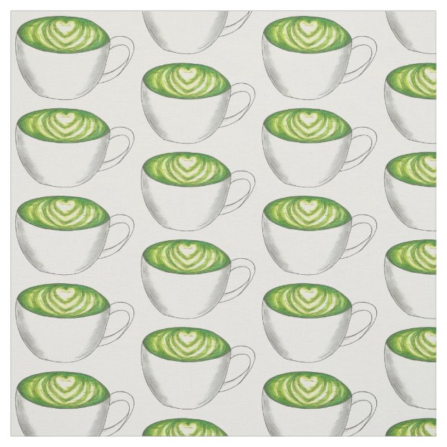 Tecido Japonês Matcha Green Tea Latte Teacup Foodie (Modelo)