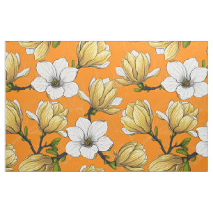 Tecido Jardim de Magnolia em amarelo