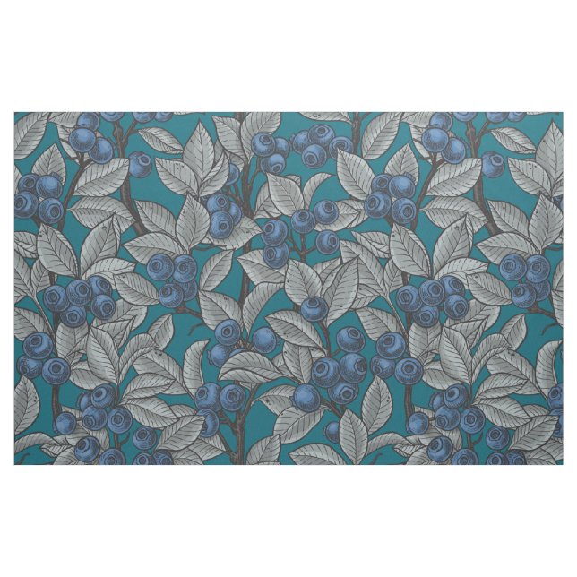 Tecido Jardim de mirtilo, azul e cinzas (Fat Quarter)