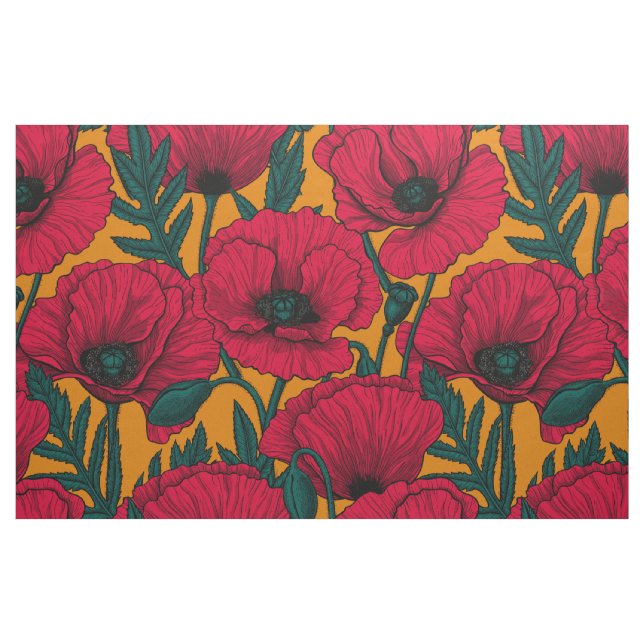 Tecido Jardim de papoila-vermelha (Fat Quarter)