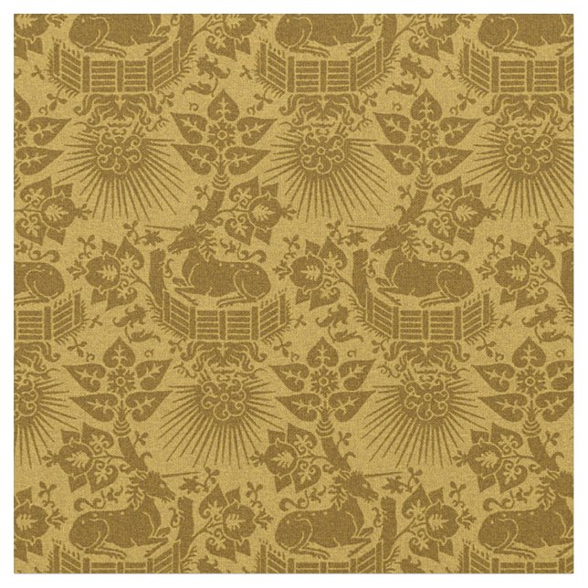 Tecido Jardim do Unicórnio Renascentista Doll-Scale, Ambe (Detalhe)