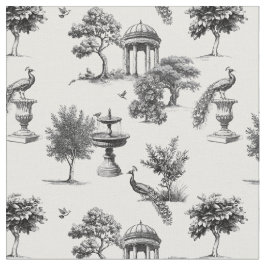 Tecido Jardim exótico de aves de pavão Toile de jouy 