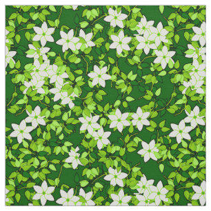 Tecido Jasmim branco entre as folhas verdes