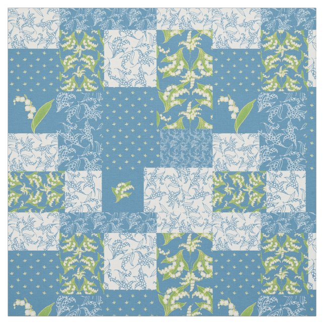 Tecido Jasmim-do-vale Floral Falso Remendo Azul (Modelo)