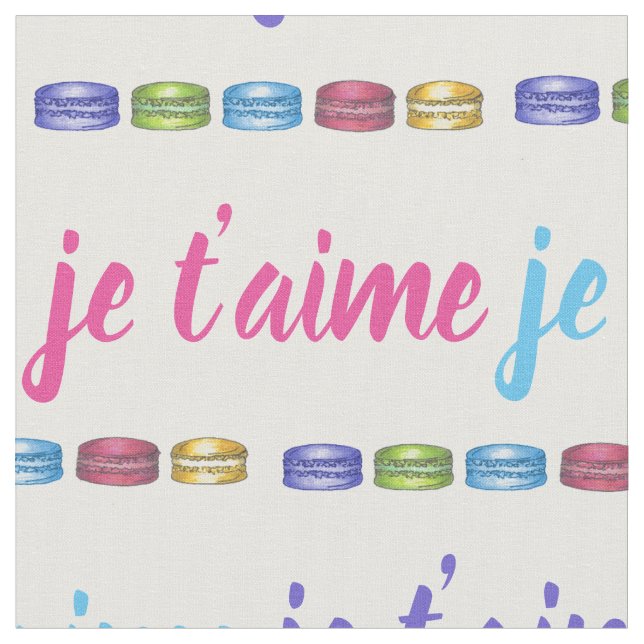 Tecido Je T'aime I Te Amo França Macaron Paery Francês (Detalhe)