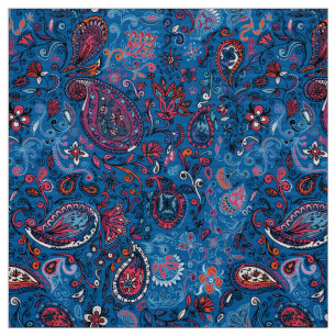 Tecido Jeanse tradicional paisley floral padrão azul DIY