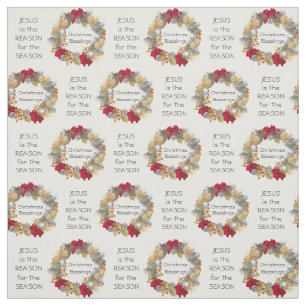 Tecido JESUS RAASON SEASON Festivo Wreath Natal