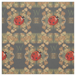 Tecido Joaninha bonito e videiras com monograma