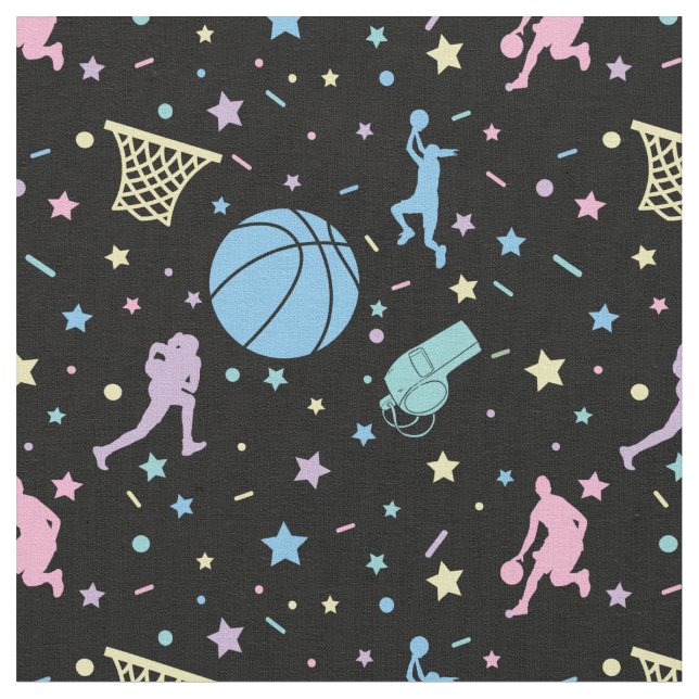 Tecido Jogadoras de Basquete - Padrão Estrelas (Detalhe)