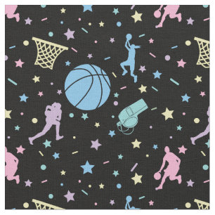 Tecido Jogadores De Basquete Meninos - Padrão De Estrelas