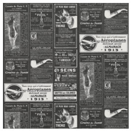 Tecido jornal antigo francês negro victoriano