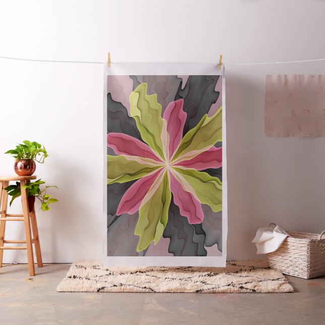 Tecido Joy, verde rosa, Antracite Fantasia Flor Fractal (In Situ)