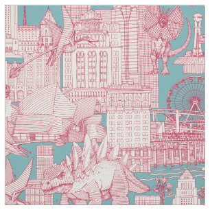 Tecido Jurassic LA toile viva magenta turquoise