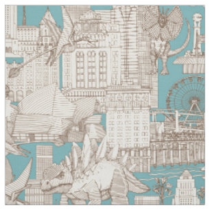 Tecido Jurassis LA toile chocolate turquoise