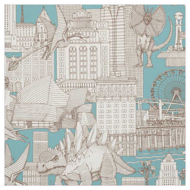 Tecido Jurassis LA toile chocolate turquoise (Modelo)