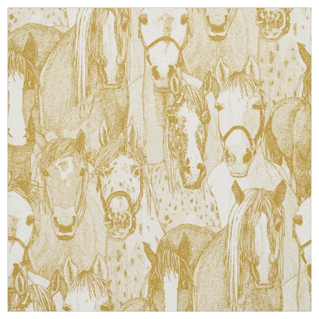 Tecido just horses gold half pearl (Modelo)
