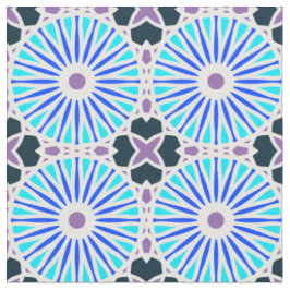 Tecido Kaleidoscope Roda Padrão P Azul Roxo Branco