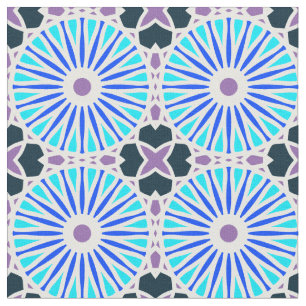 Tecido Kaleidoscope Roda Padrão P Azul Roxo Branco