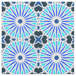 Tecido Kaleidoscope Roda Padrão P Marinho Azul Branco