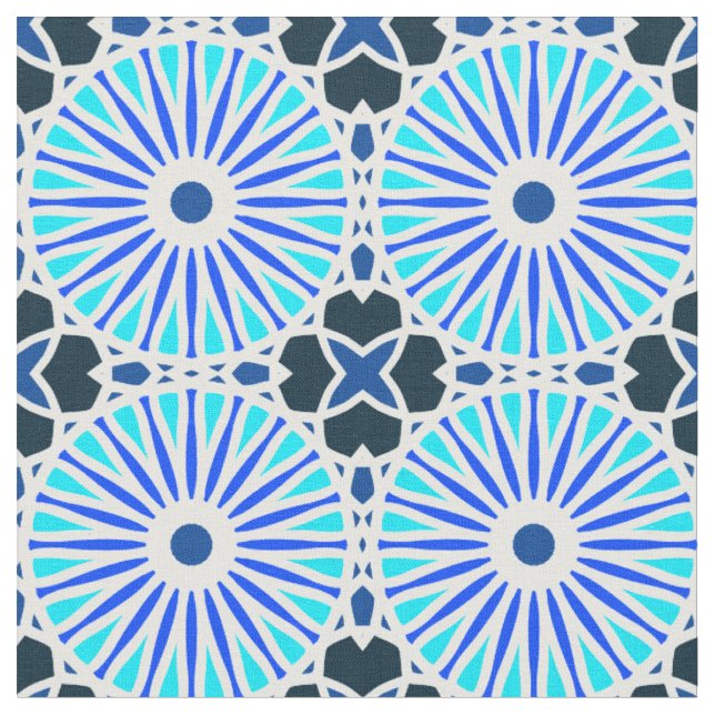 Tecido Kaleidoscope Roda Padrão P Marinho Azul Branco (Detalhe)