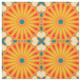 Tecido Kaleidoscope Roda Padrão P Teal Red Yellow