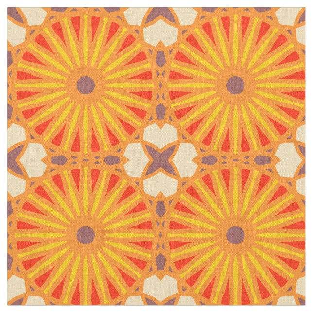 Tecido Kaleidoscope Roda Padrão P Tijolo Vermelho Amarelo (Detalhe)