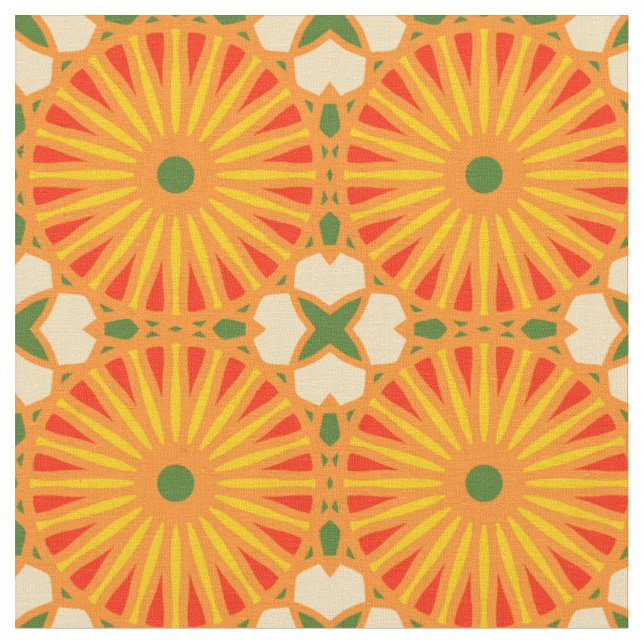Tecido Kaleidoscope Roda Padrão P Verde Amarelo (Detalhe)