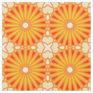 Tecido Kaleidoscope Roda Padrão P Vermelho Branco Amarelo