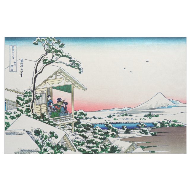 Tecido Katsushika Hokusai - Casa de chá em Koishikawa (Jarda)