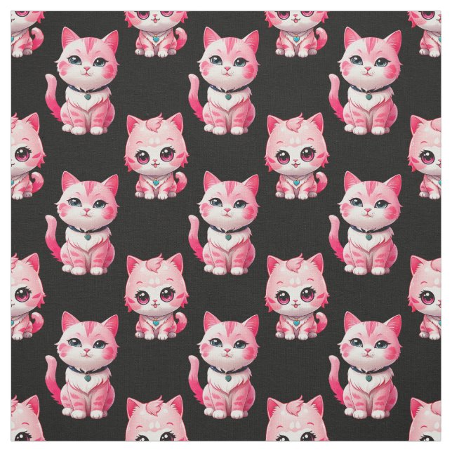 Tecido Kawaii - Gatinhos Rosa Design (Modelo)