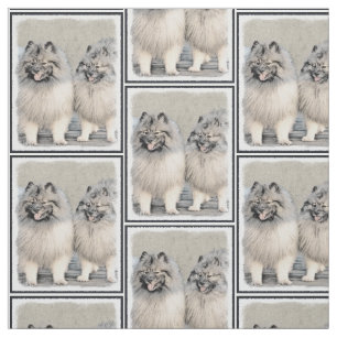 Tecido Keeshond Brothers Painting - Arte Original de Cach