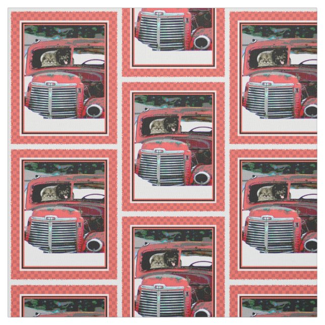 Tecido Keeshond Christmas Old Truck Painting Art (Modelo)